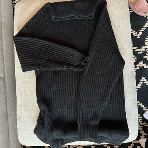 Black Ribbed Knit Sweater